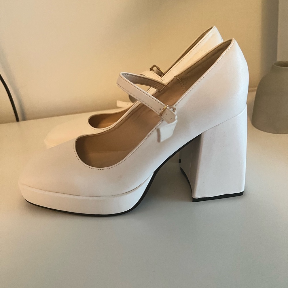 Platform white heels
